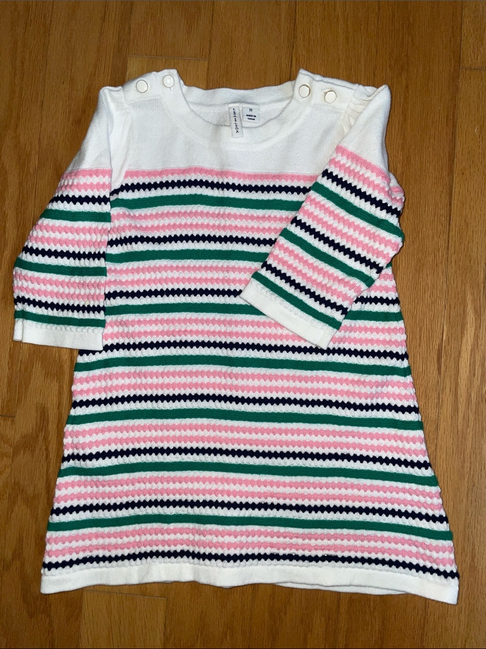 Janie and Jack Textured Knit Stripe Sweater Dress
